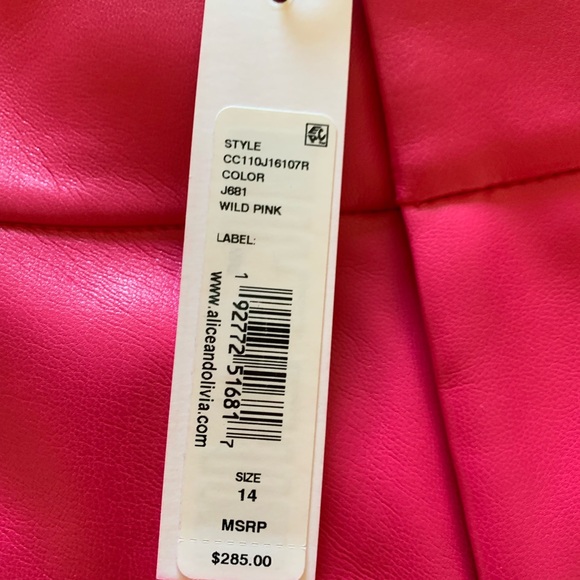 Alice + Olivia Olivia Pink Bootcut Vegan Leather Pant in Wild Pink Sz 14 new! - Picture 7 of 8